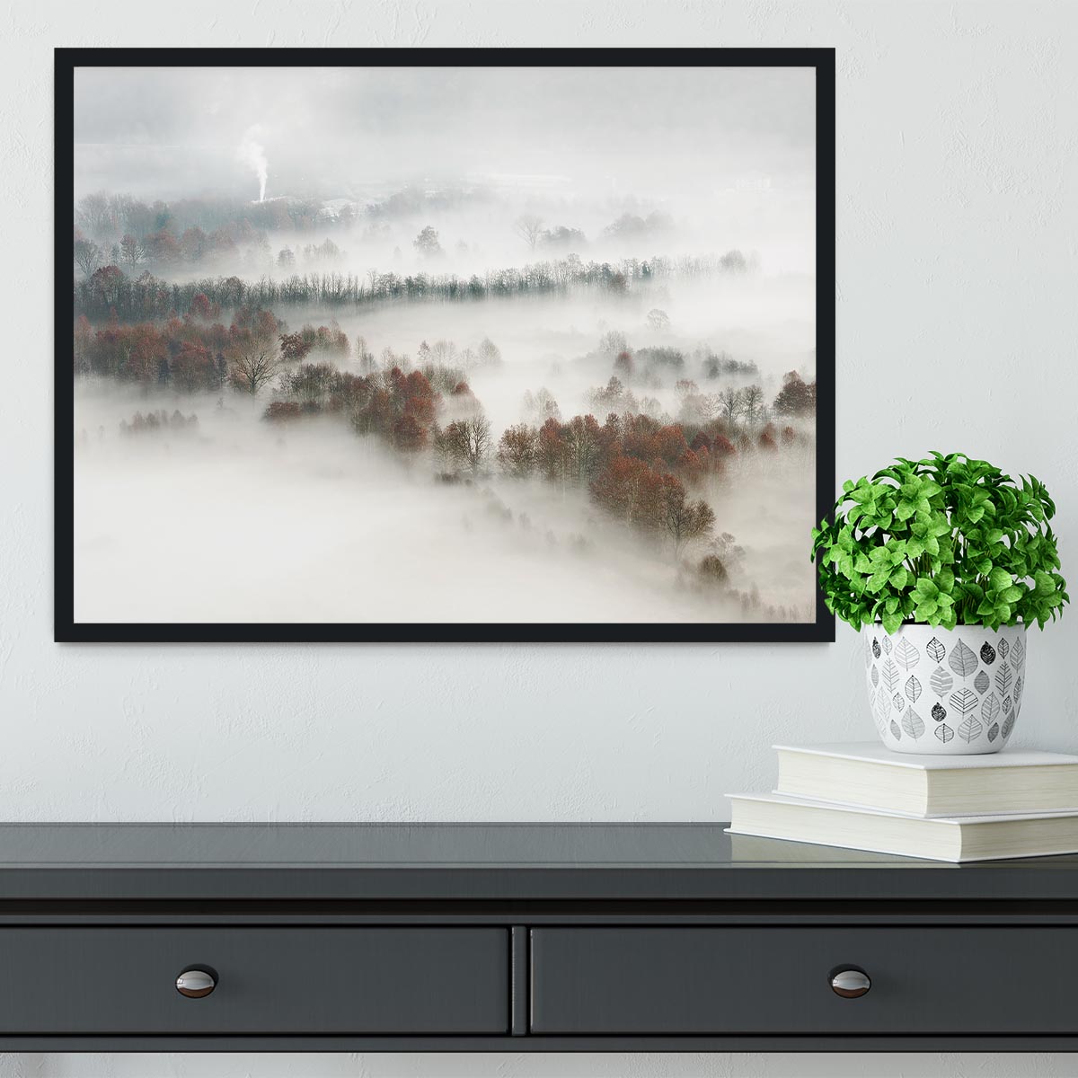 Factory Fog Framed Print - Canvas Art Rocks - 2