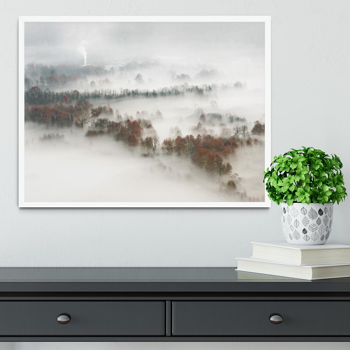 Factory Fog Framed Print - Canvas Art Rocks -6