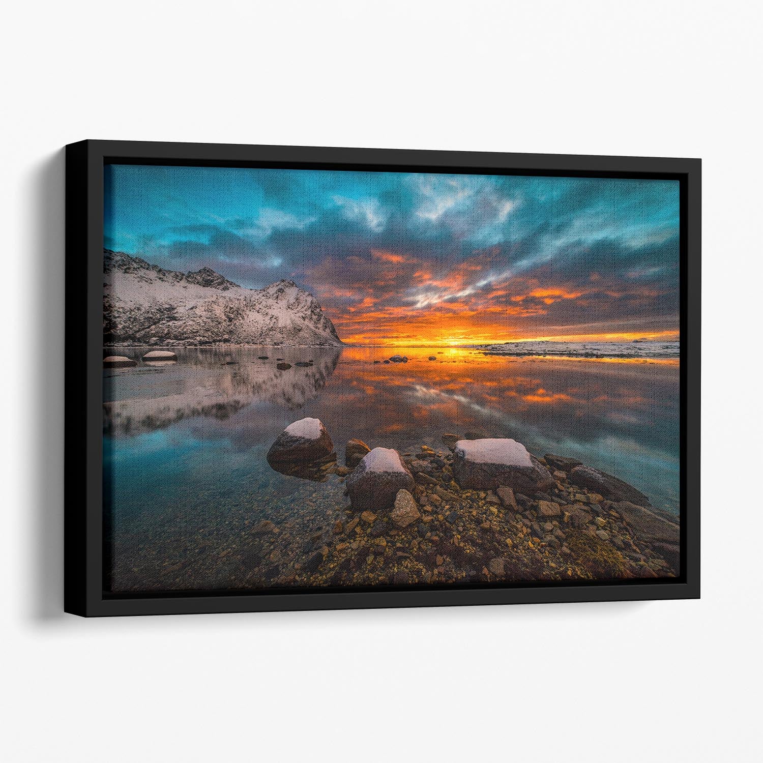 Sky On Fire Floating Framed Canvas - Canvas Art Rocks - 1