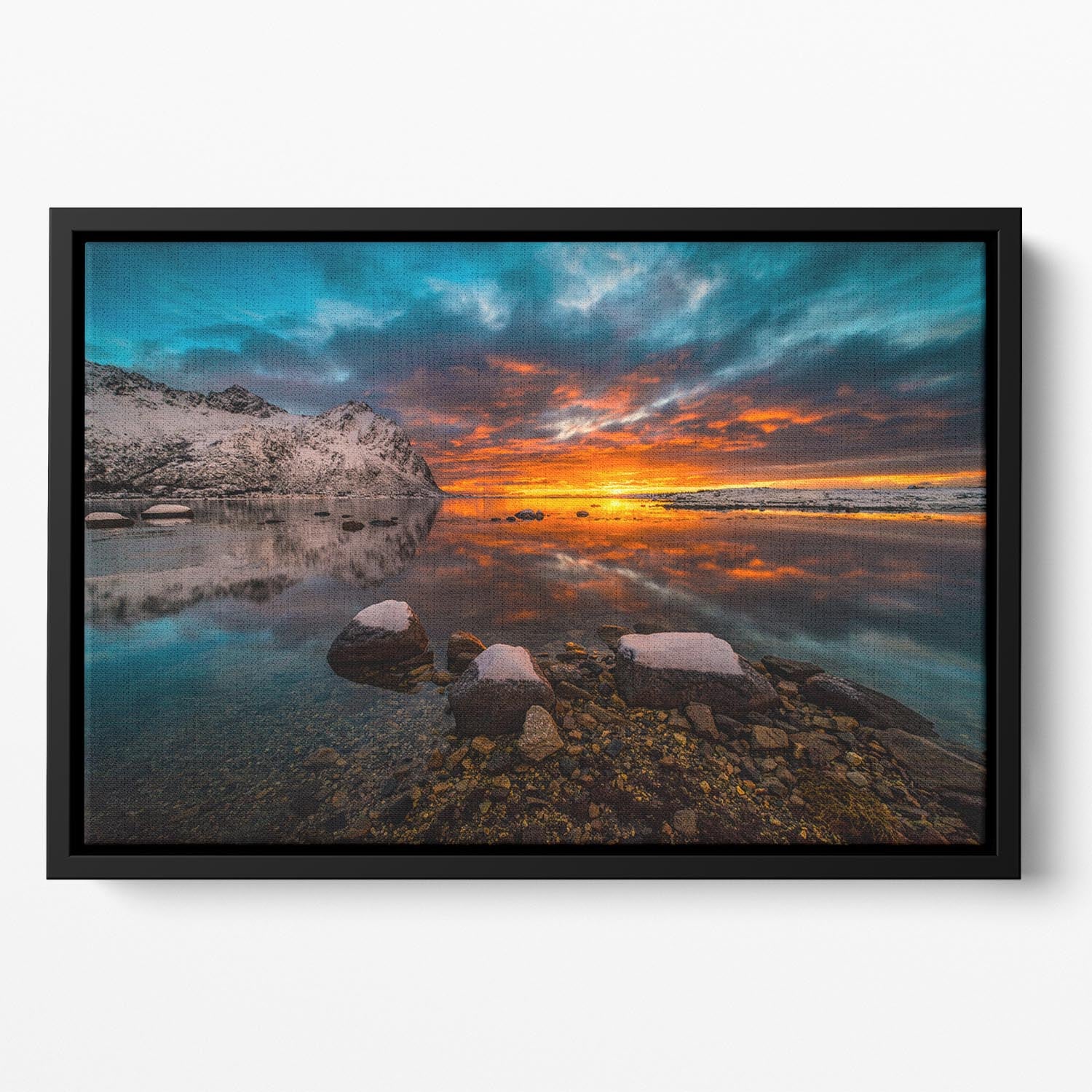 Sky On Fire Floating Framed Canvas - Canvas Art Rocks - 2