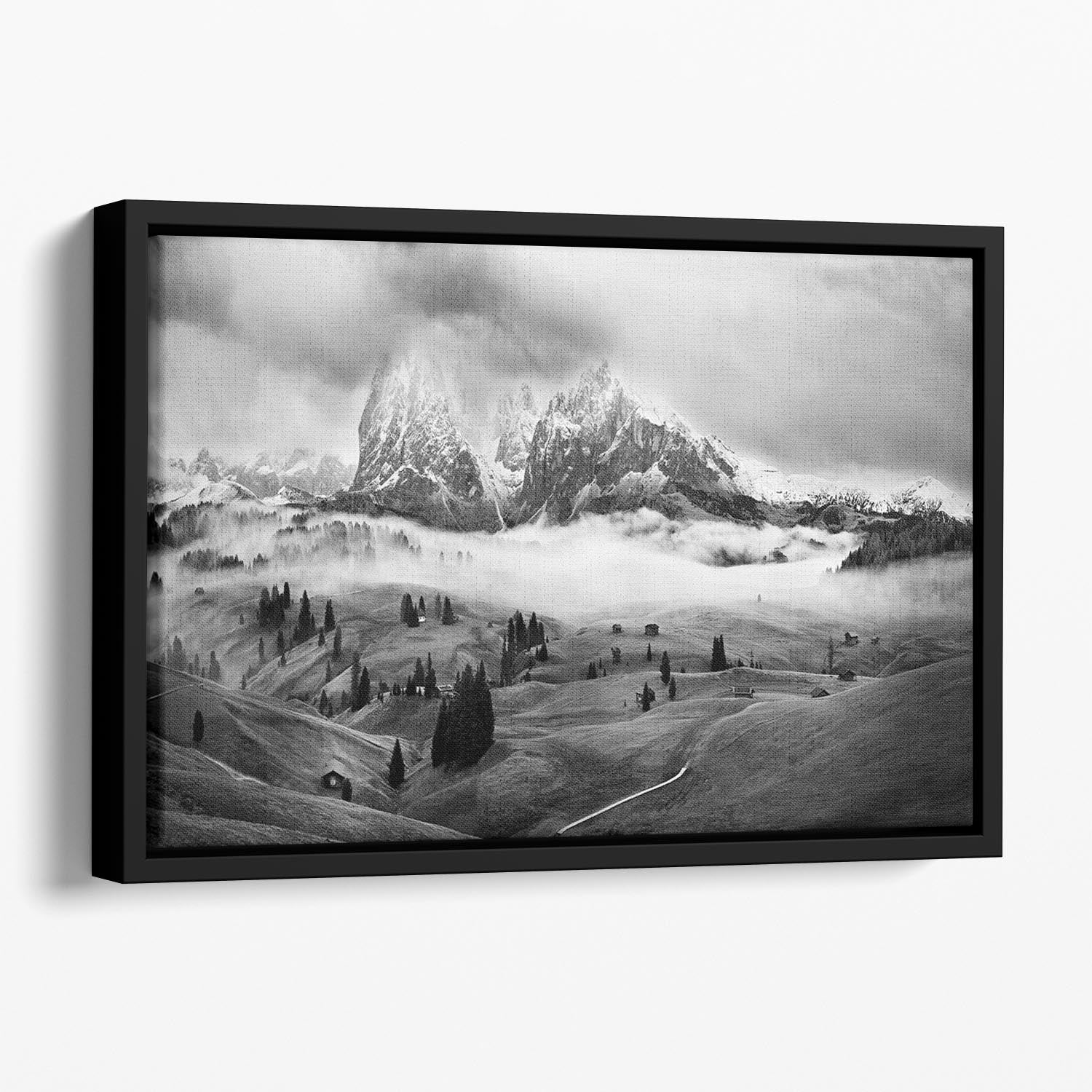 Foggy Dolomites Floating Framed Canvas - Canvas Art Rocks - 1