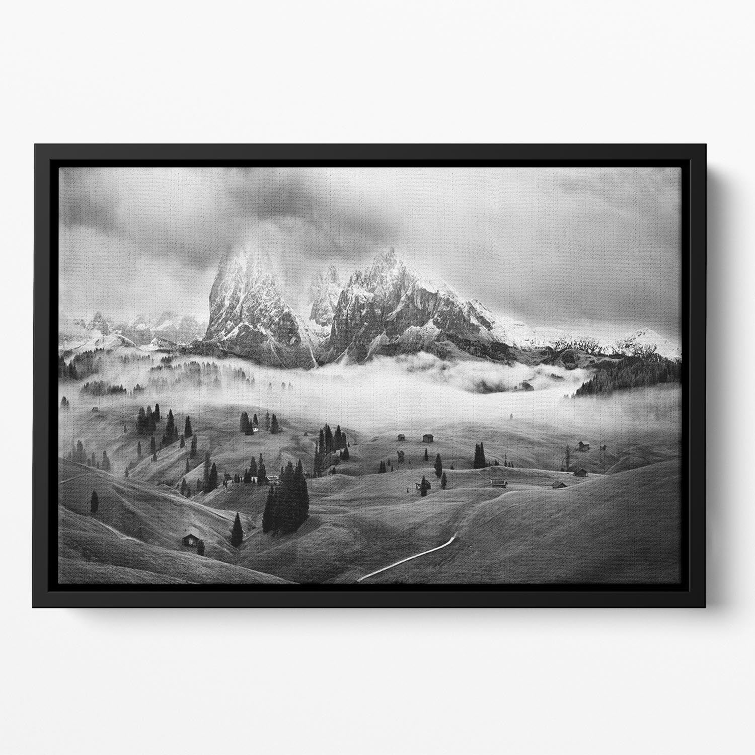 Foggy Dolomites Floating Framed Canvas - Canvas Art Rocks - 2