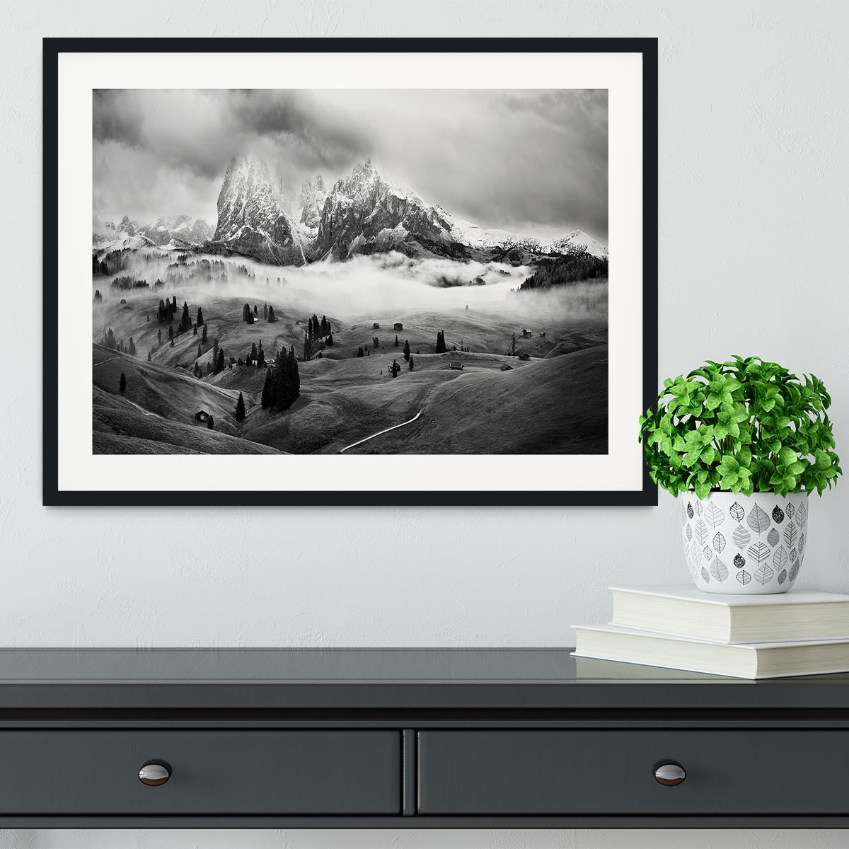 Foggy Dolomites Framed Print - Canvas Art Rocks - 1