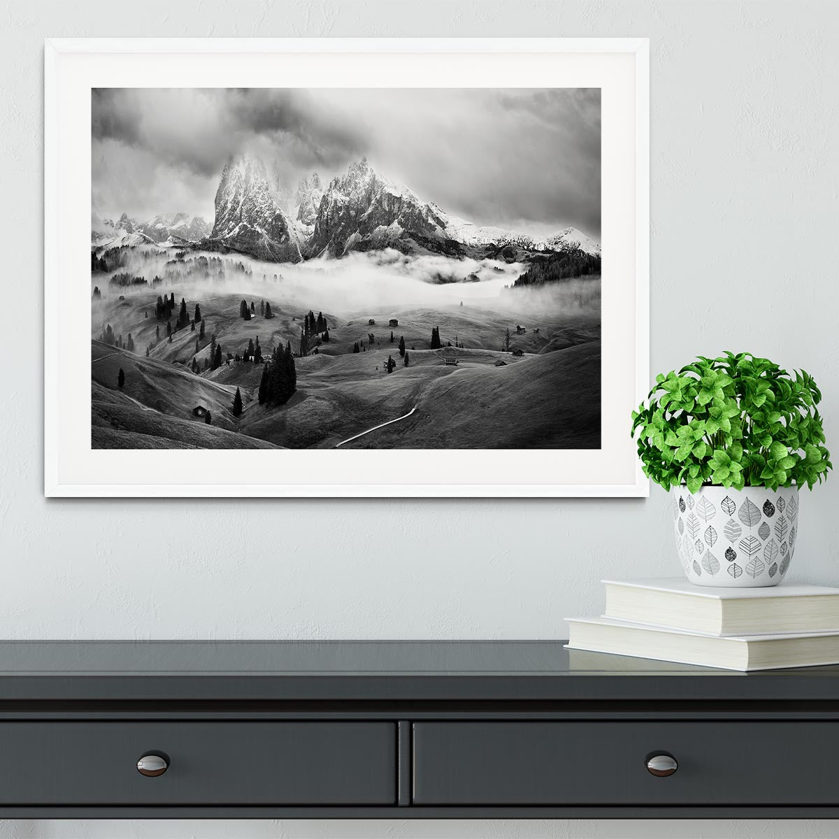 Foggy Dolomites Framed Print - Canvas Art Rocks - 5