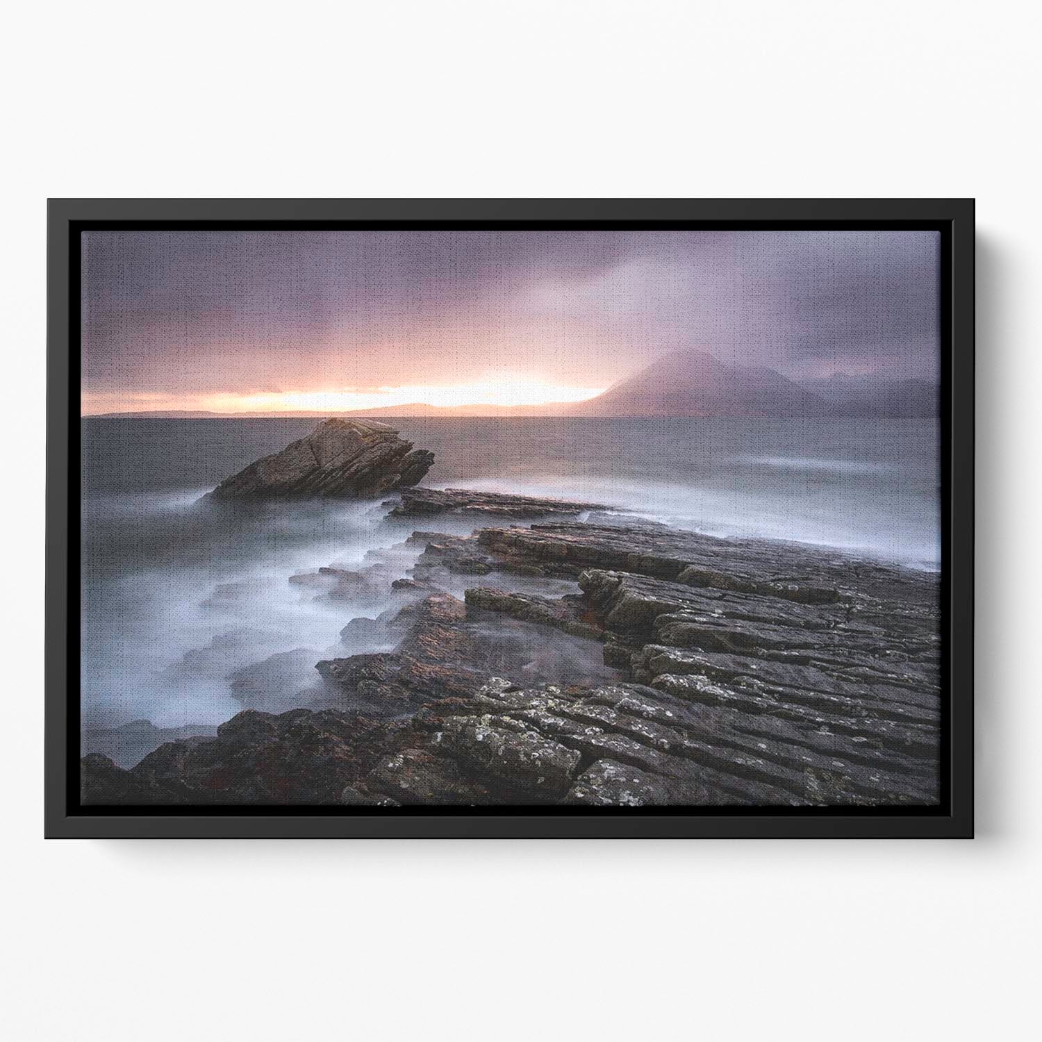 Sunset At Elgol Beach Floating Framed Canvas - Canvas Art Rocks - 2