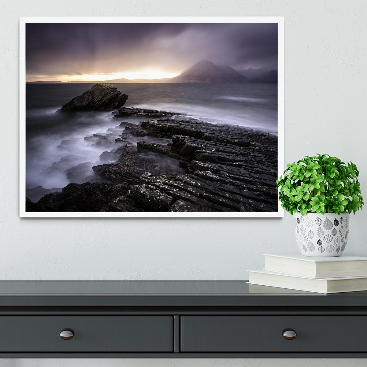 Sunset At Elgol Beach Framed Print - Canvas Art Rocks -6