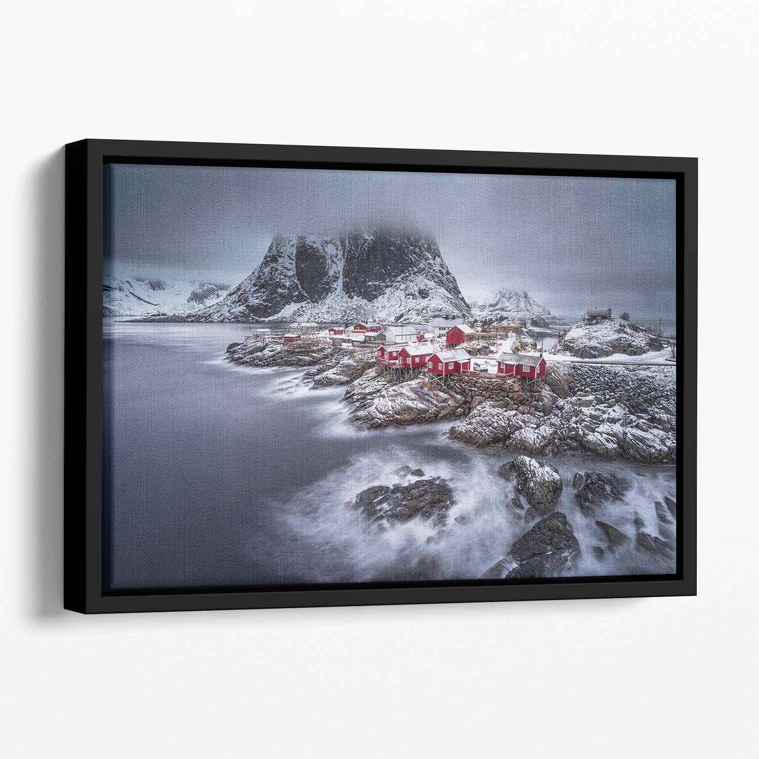 Winter Lofoten Islands Floating Framed Canvas - Canvas Art Rocks - 1