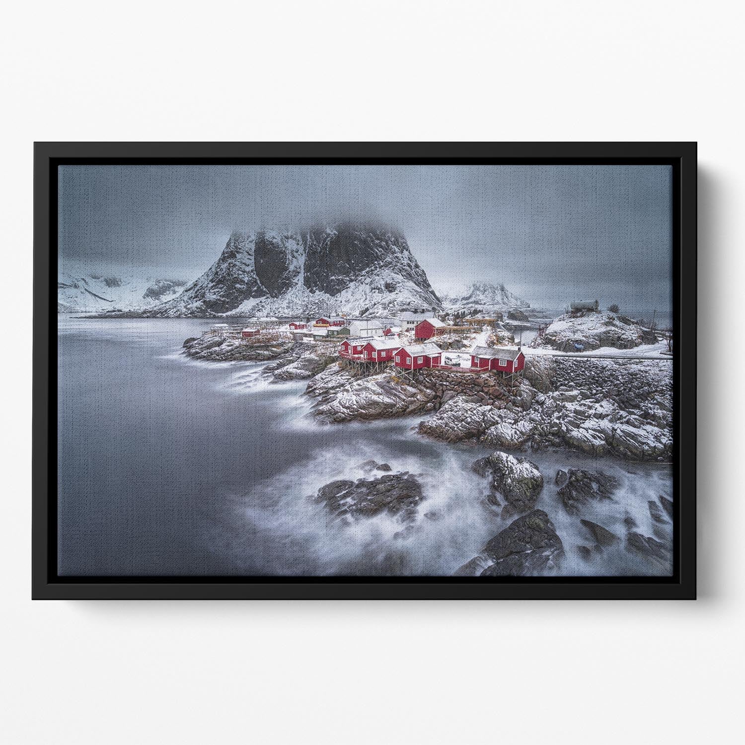 Winter Lofoten Islands Floating Framed Canvas - Canvas Art Rocks - 2