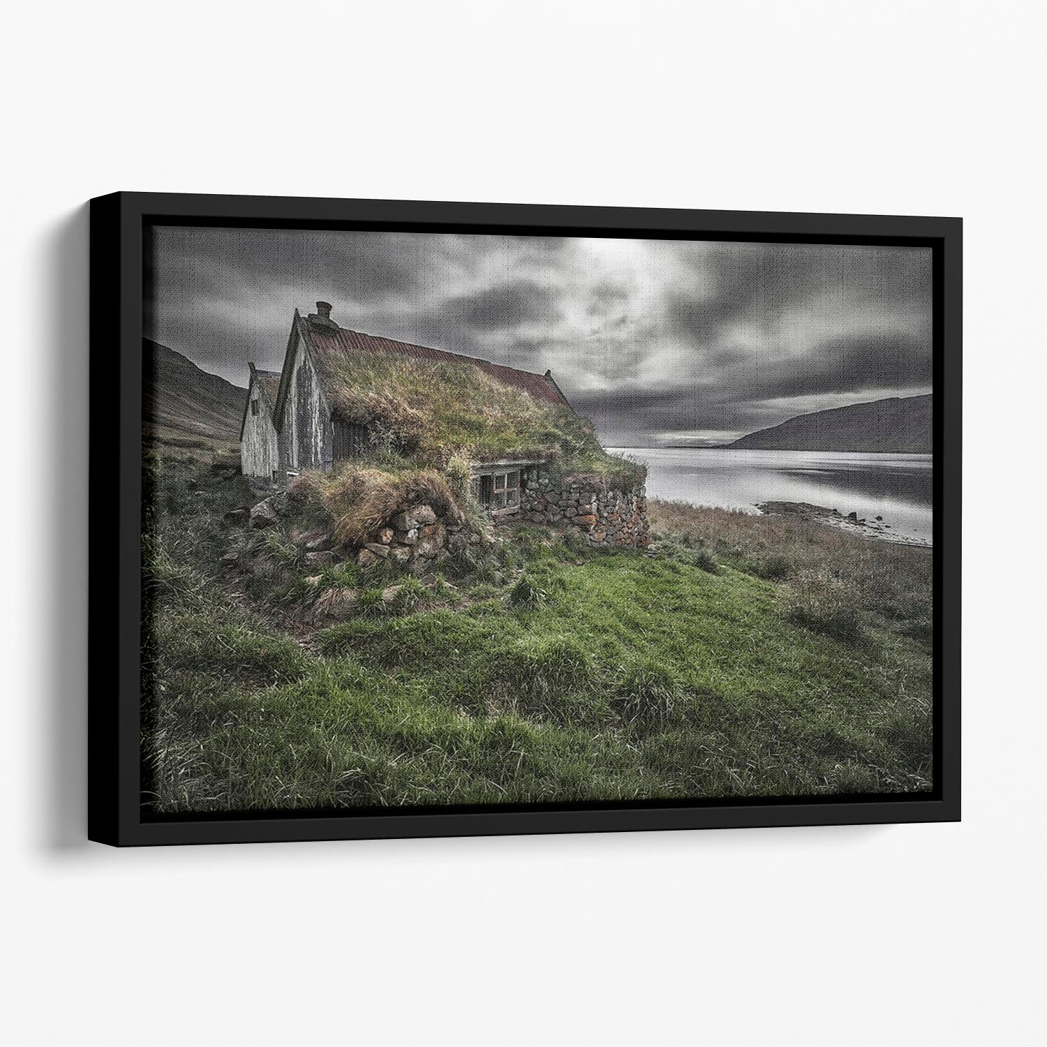 Turf And Stones Floating Framed Canvas - Canvas Art Rocks - 1