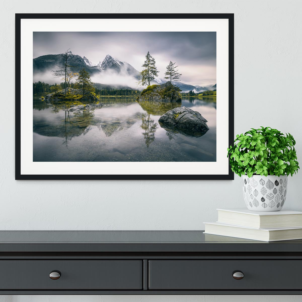 Rainy Morning At Hintersee Bavaria Framed Print - Canvas Art Rocks - 1