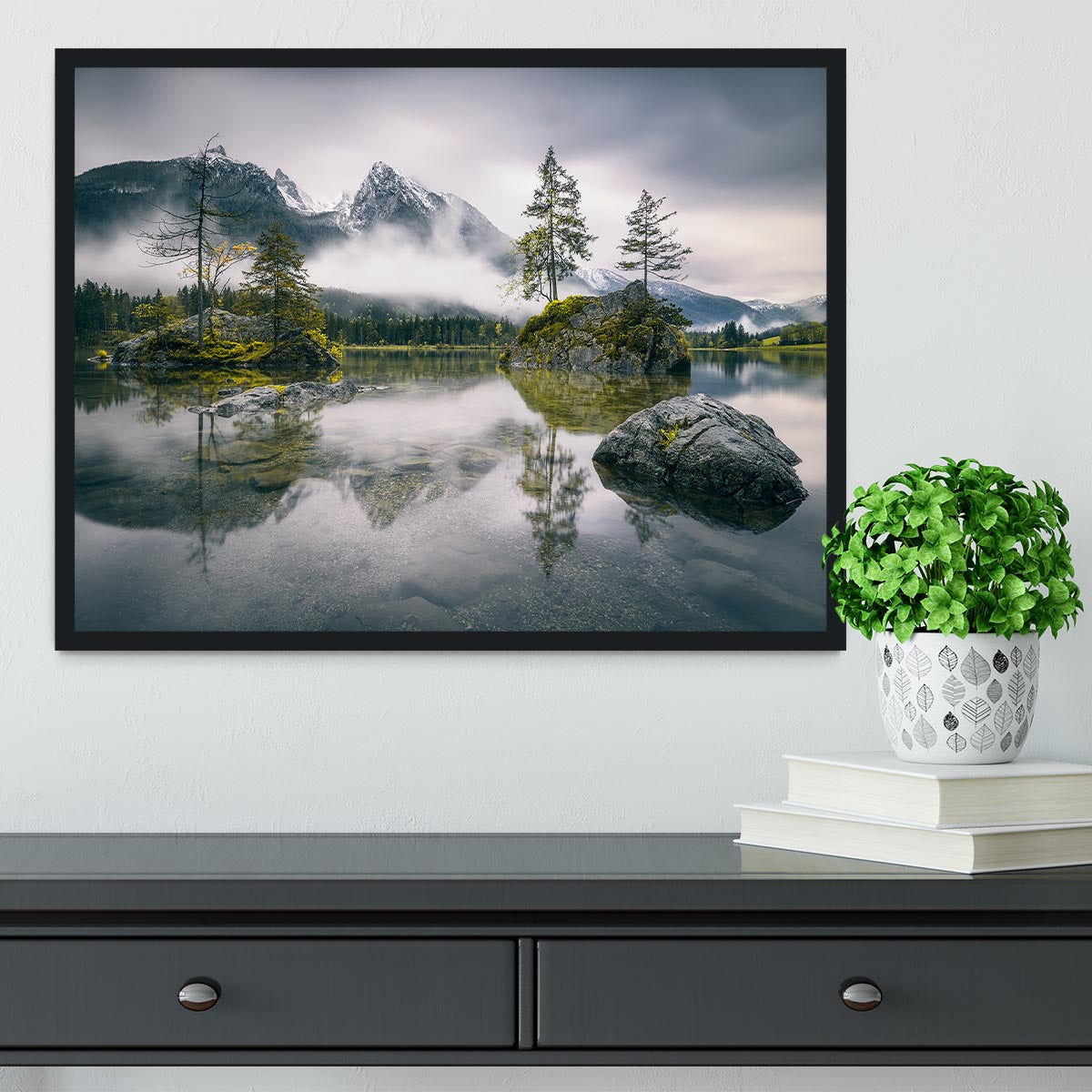 Rainy Morning At Hintersee Bavaria Framed Print - Canvas Art Rocks - 2