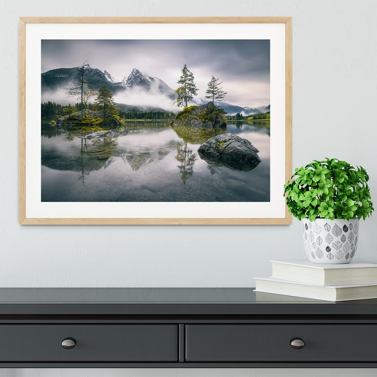 Rainy Morning At Hintersee Bavaria Framed Print - Canvas Art Rocks - 3