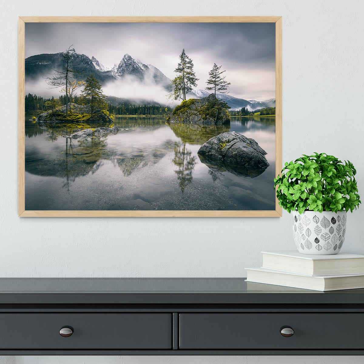 Rainy Morning At Hintersee Bavaria Framed Print - Canvas Art Rocks - 4