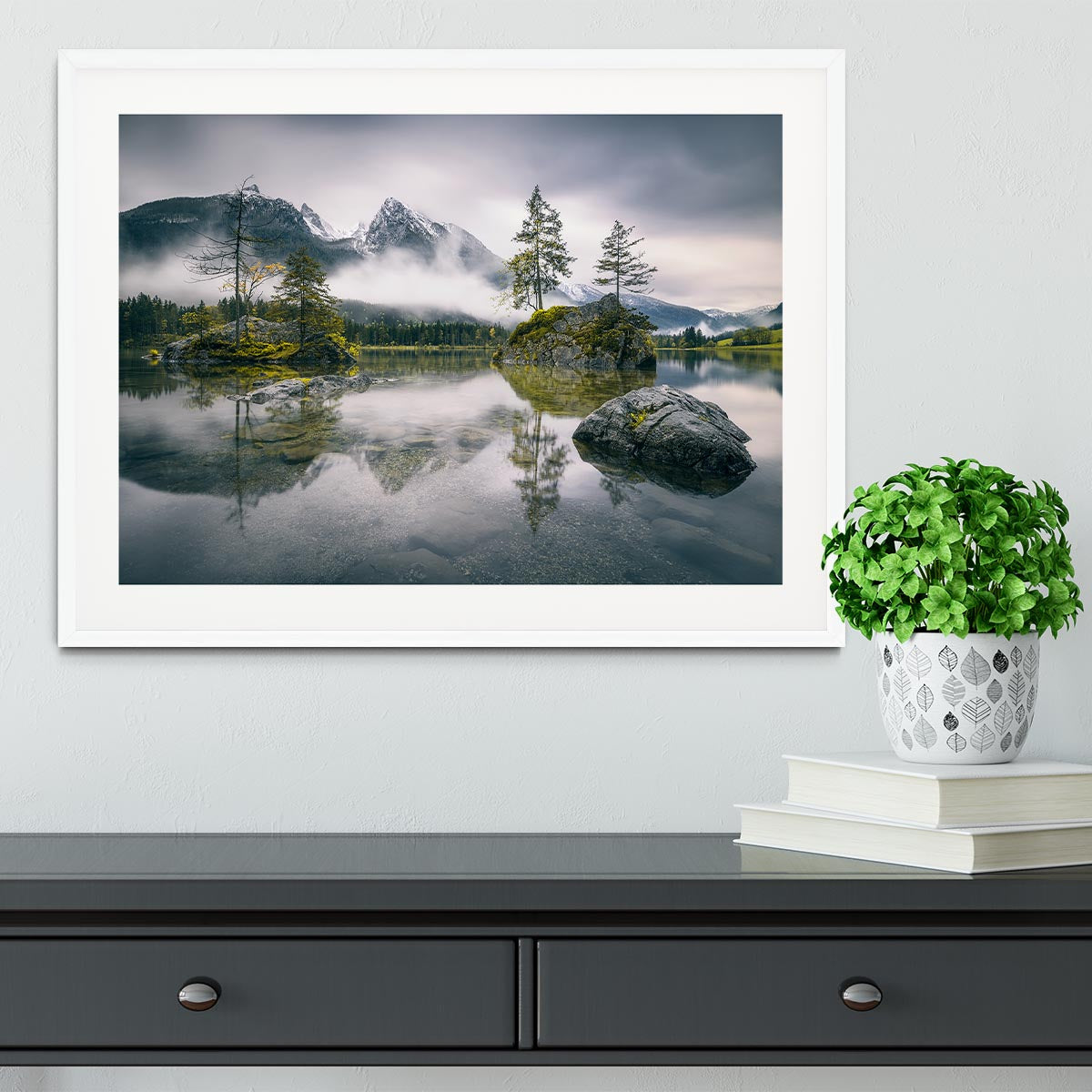 Rainy Morning At Hintersee Bavaria Framed Print - Canvas Art Rocks - 5