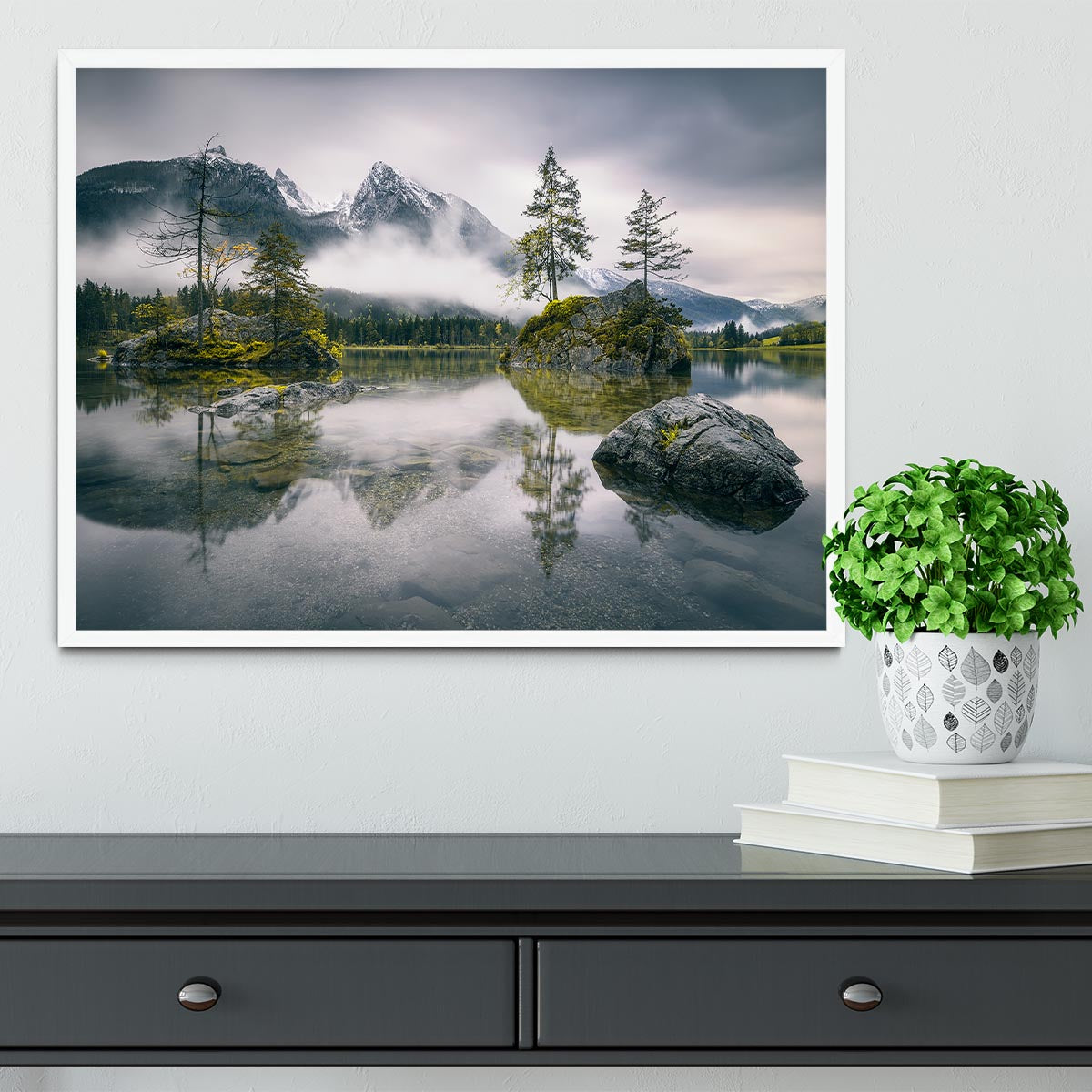 Rainy Morning At Hintersee Bavaria Framed Print - Canvas Art Rocks -6