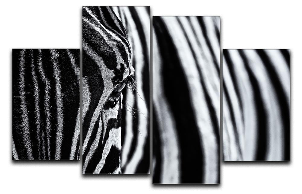 Zebra Close Up 4 Split Panel Canvas - Canvas Art Rocks - 1