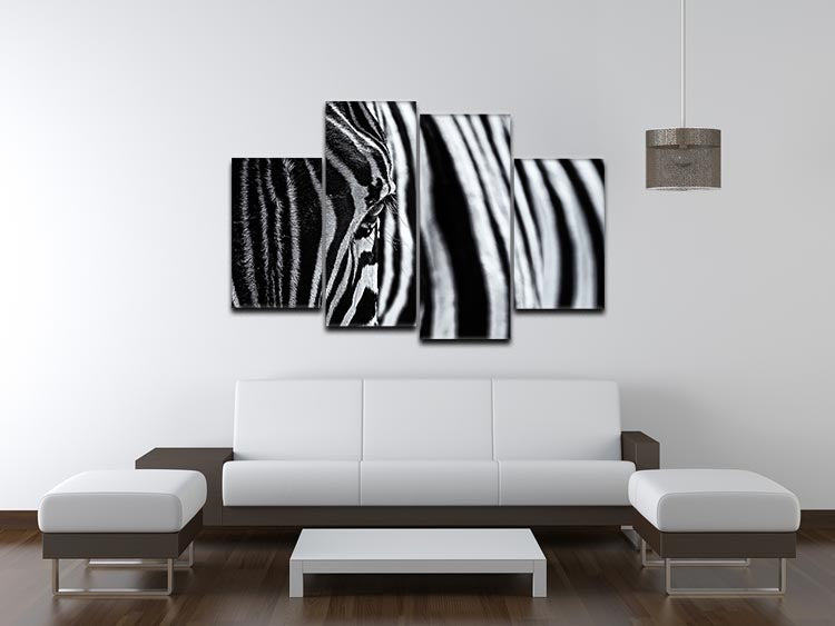 Zebra Close Up 4 Split Panel Canvas - Canvas Art Rocks - 3