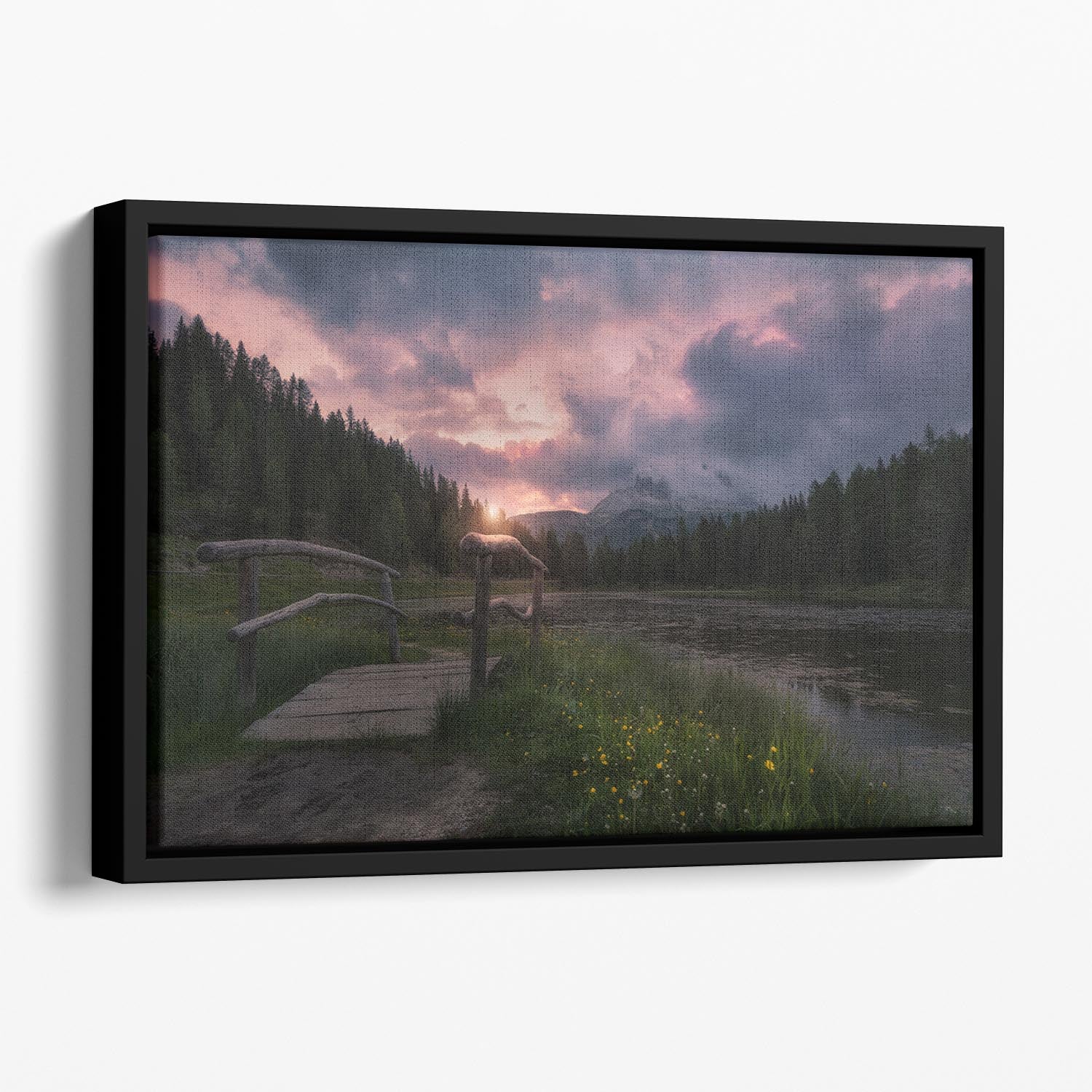 Bridge To The River Floating Framed Canvas - Canvas Art Rocks - 1