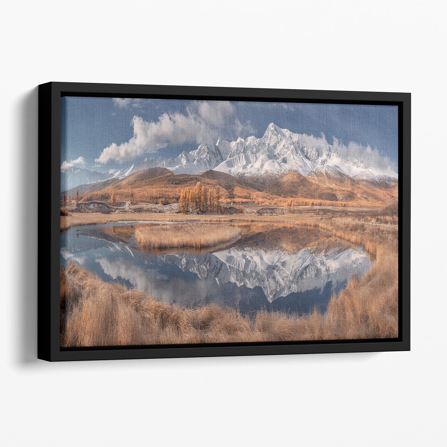 Mirror For Mountains 3 Floating Framed Canvas - Canvas Art Rocks - 1