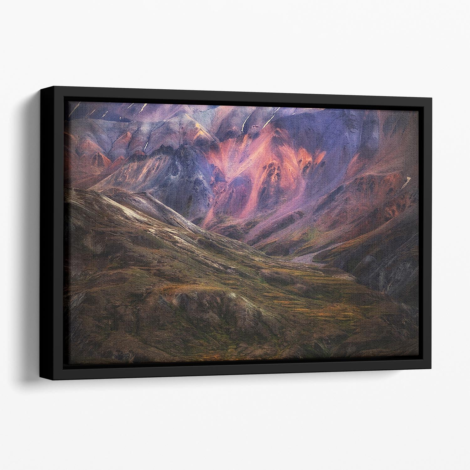 The Pink Mountain Floating Framed Canvas - Canvas Art Rocks - 1