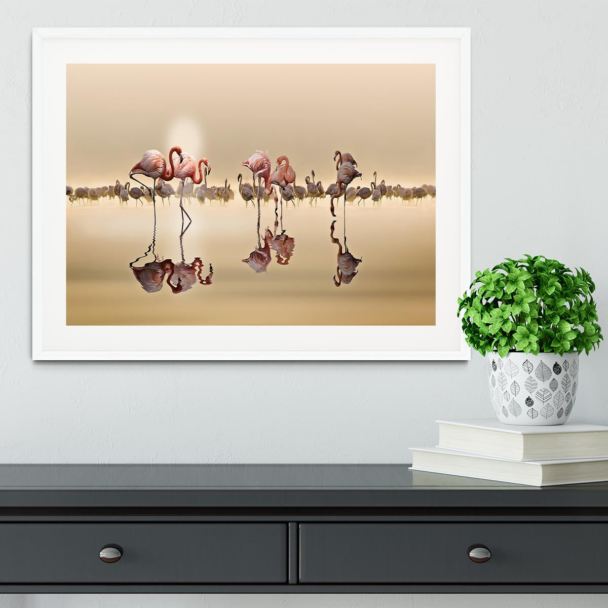 Flamingos In The Sun Framed Print - Canvas Art Rocks - 5