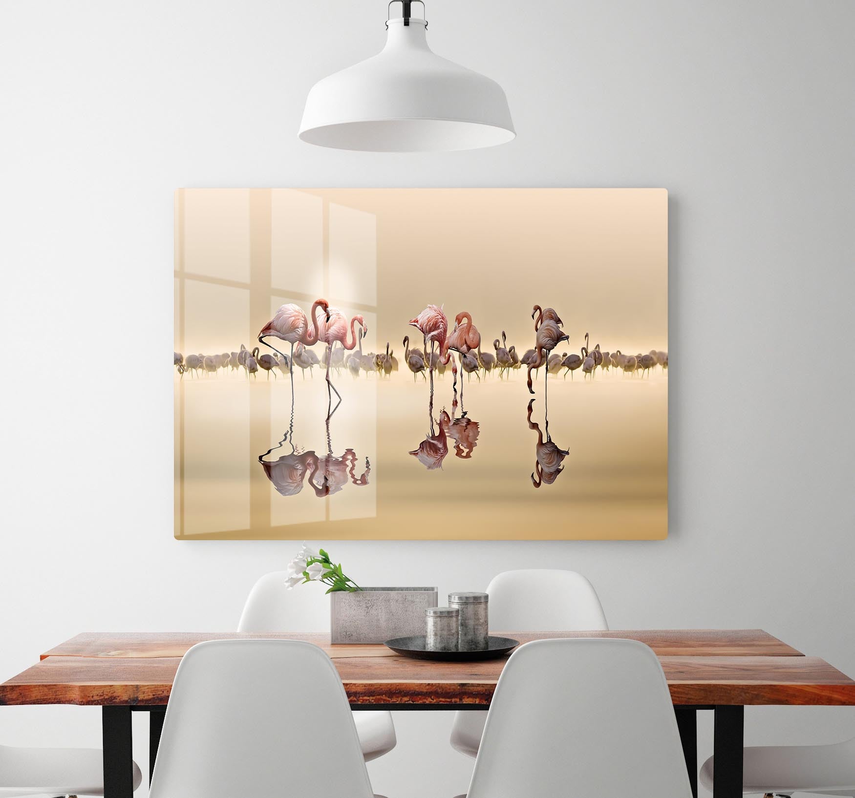 Flamingos In The Sun HD Metal Print - Canvas Art Rocks - 2