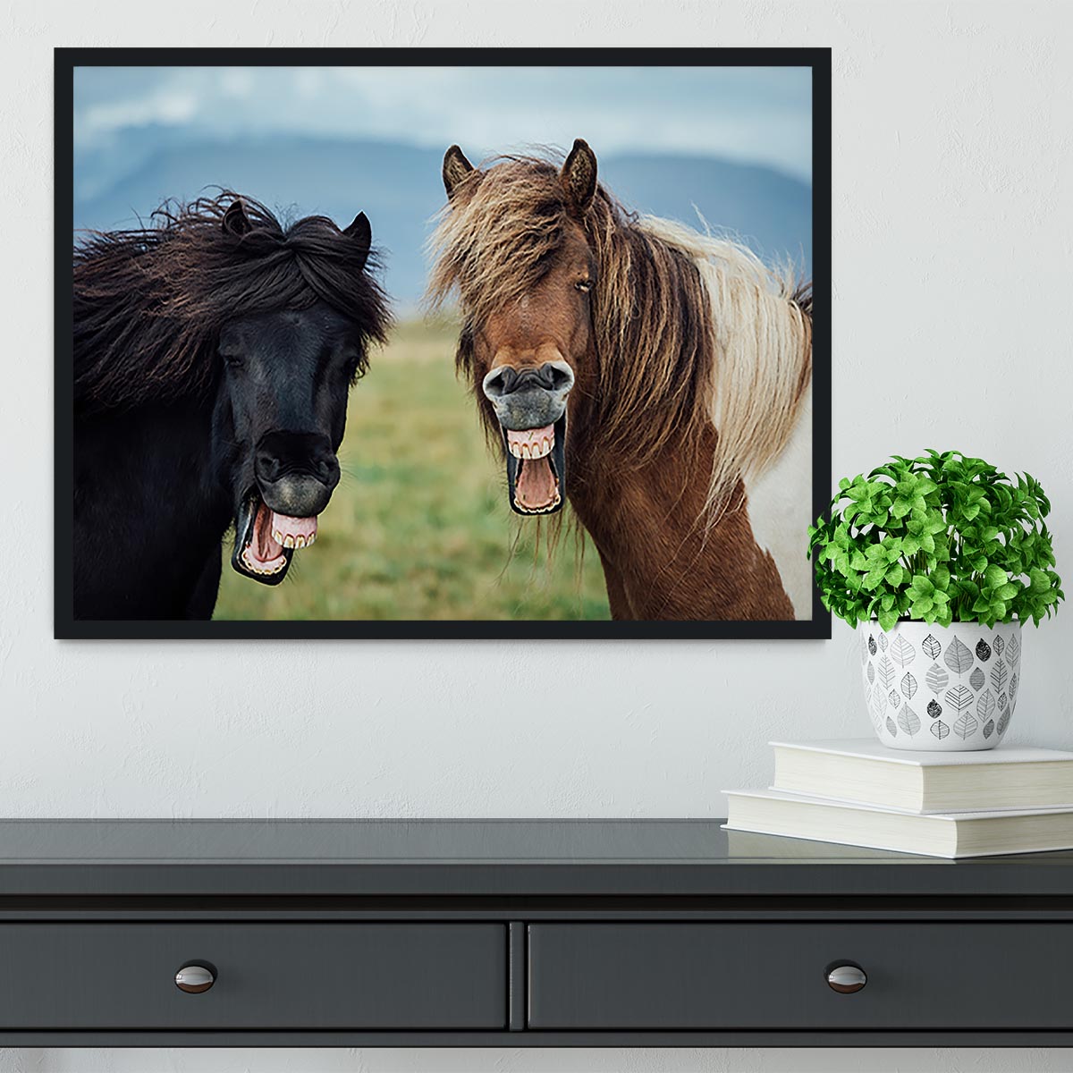 Smiling Horses Framed Print - Canvas Art Rocks - 2