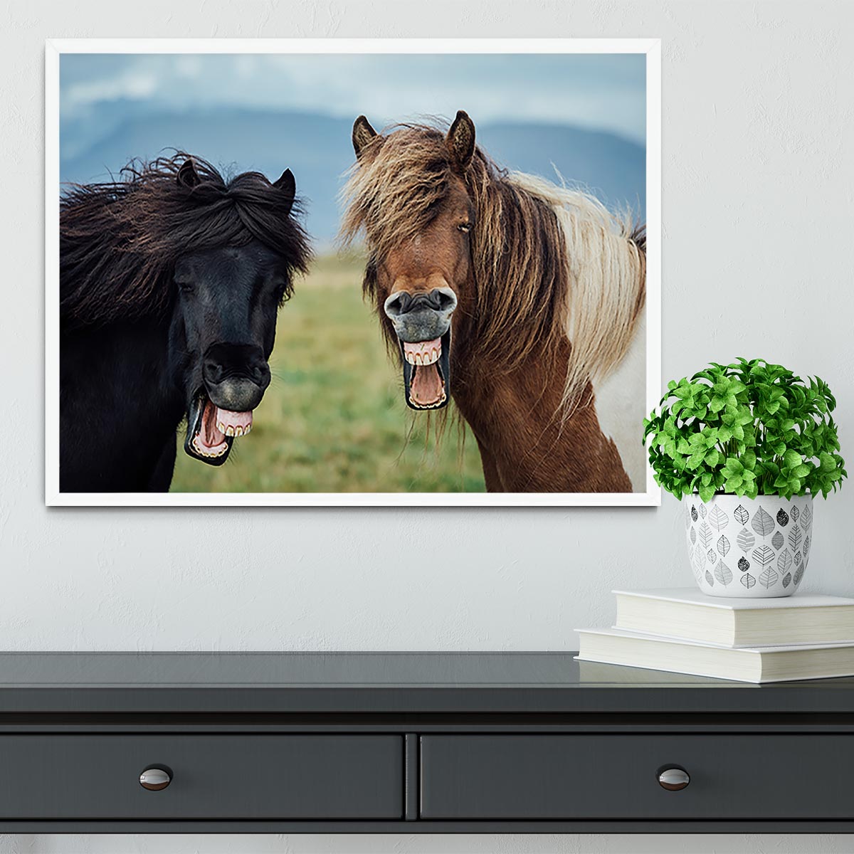 Smiling Horses Framed Print - Canvas Art Rocks -6