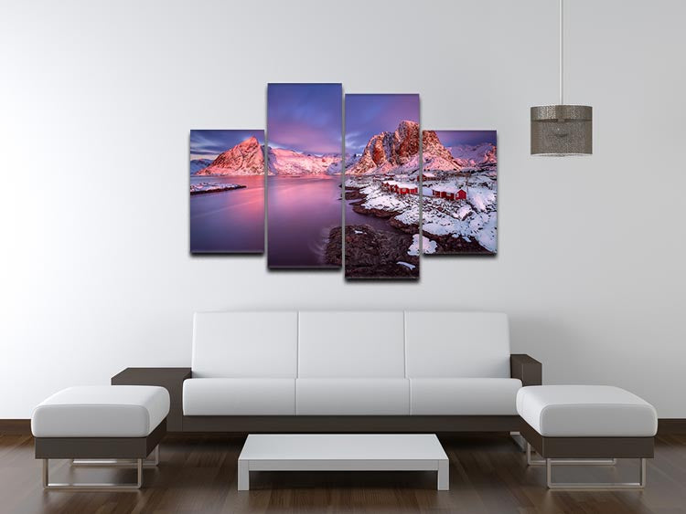 The Snowy Lofoten 4 Split Panel Canvas - Canvas Art Rocks - 3