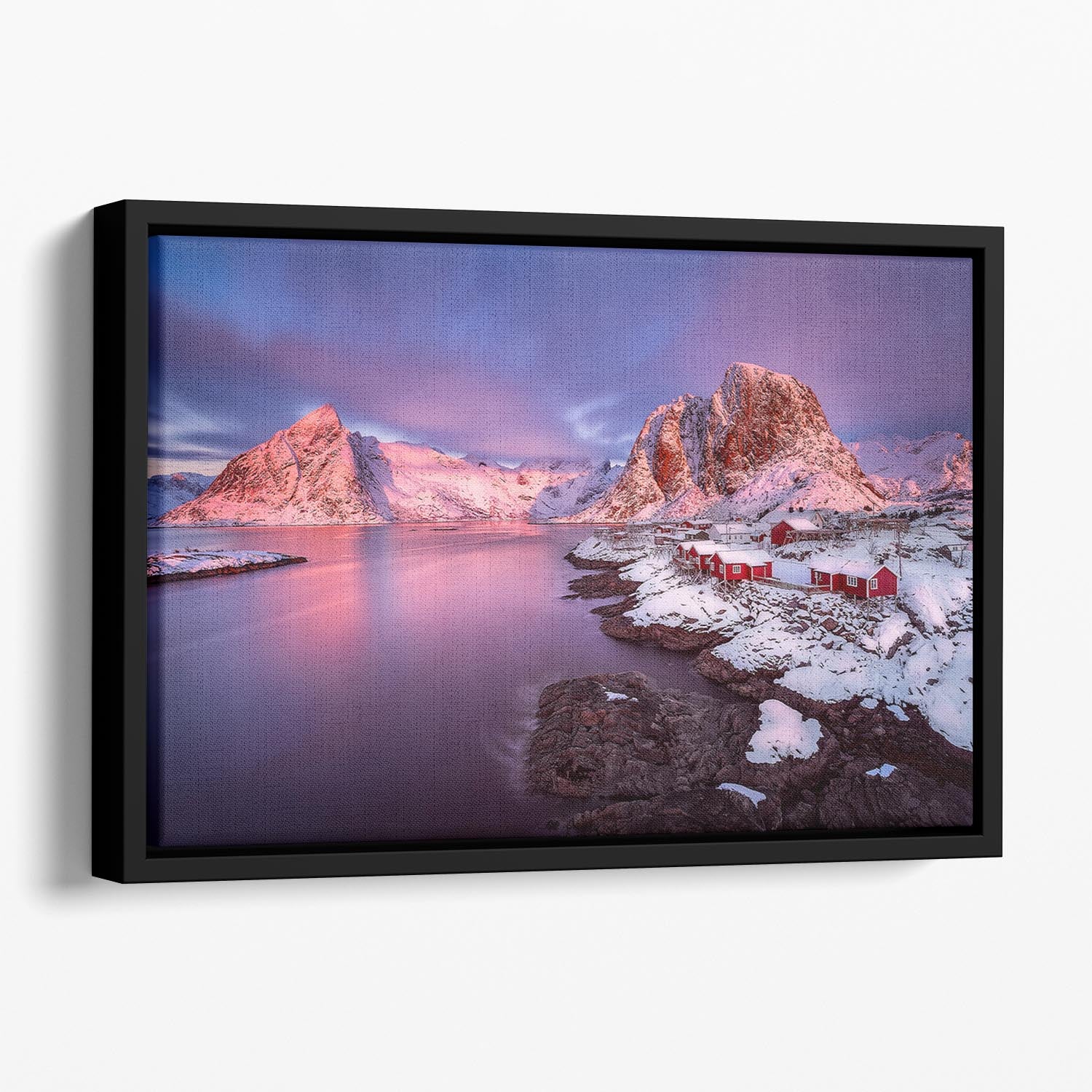 The Snowy Lofoten Floating Framed Canvas - Canvas Art Rocks - 1