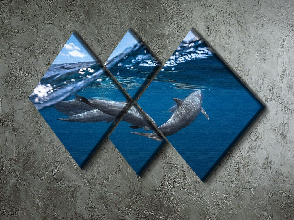 Dolphins 4 Square Multi Panel Canvas - Canvas Art Rocks - 2