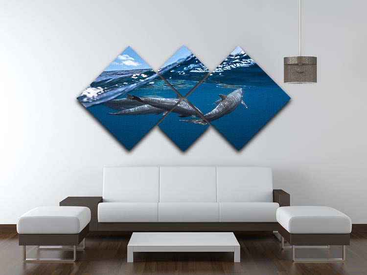 Dolphins 4 Square Multi Panel Canvas - Canvas Art Rocks - 3