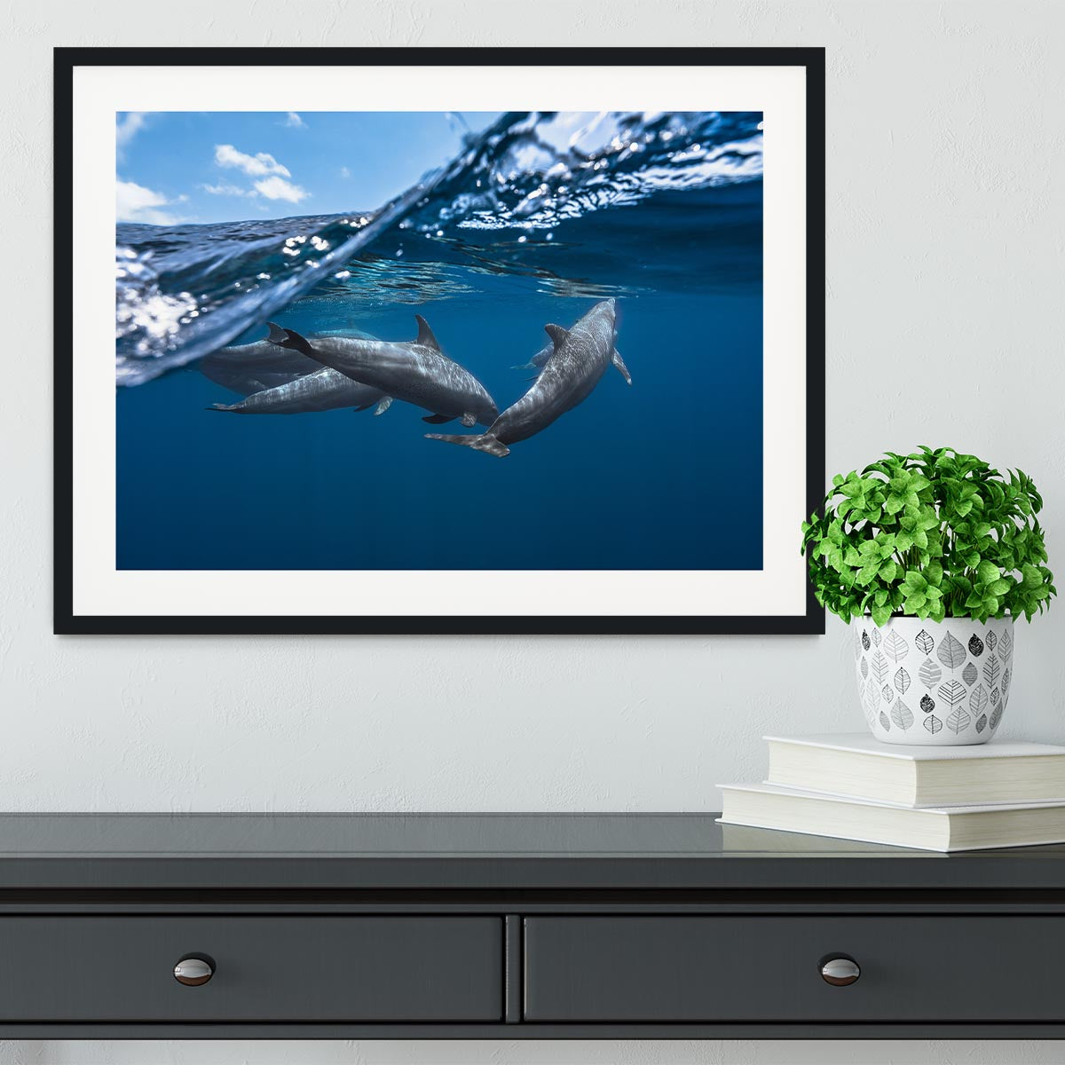 Dolphins Framed Print - Canvas Art Rocks - 1