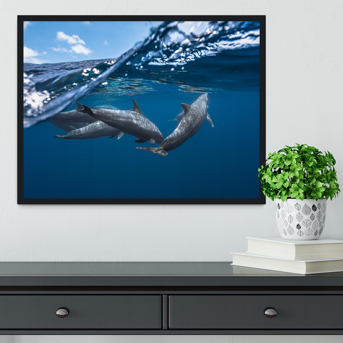 Dolphins Framed Print - Canvas Art Rocks - 2