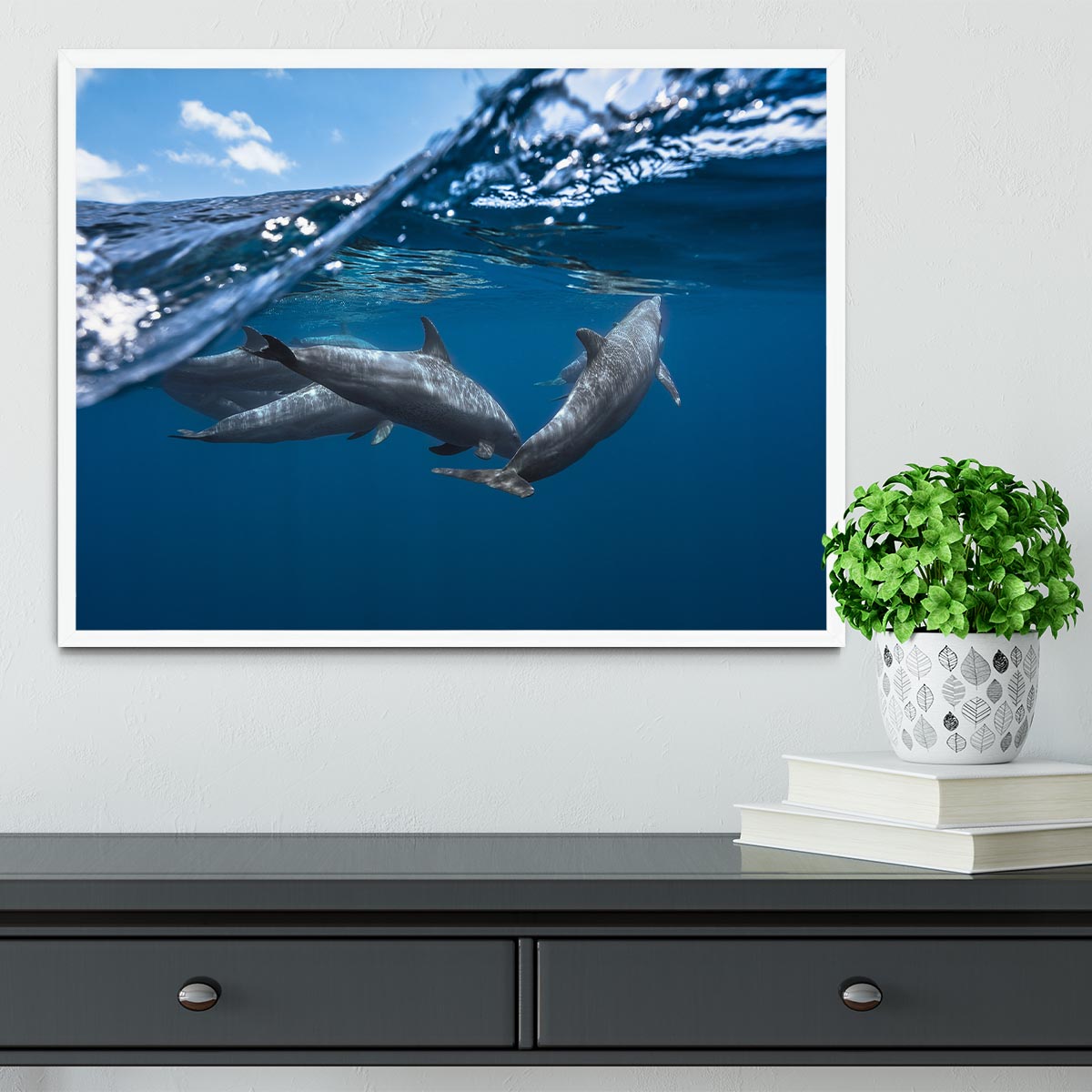 Dolphins Framed Print - Canvas Art Rocks -6