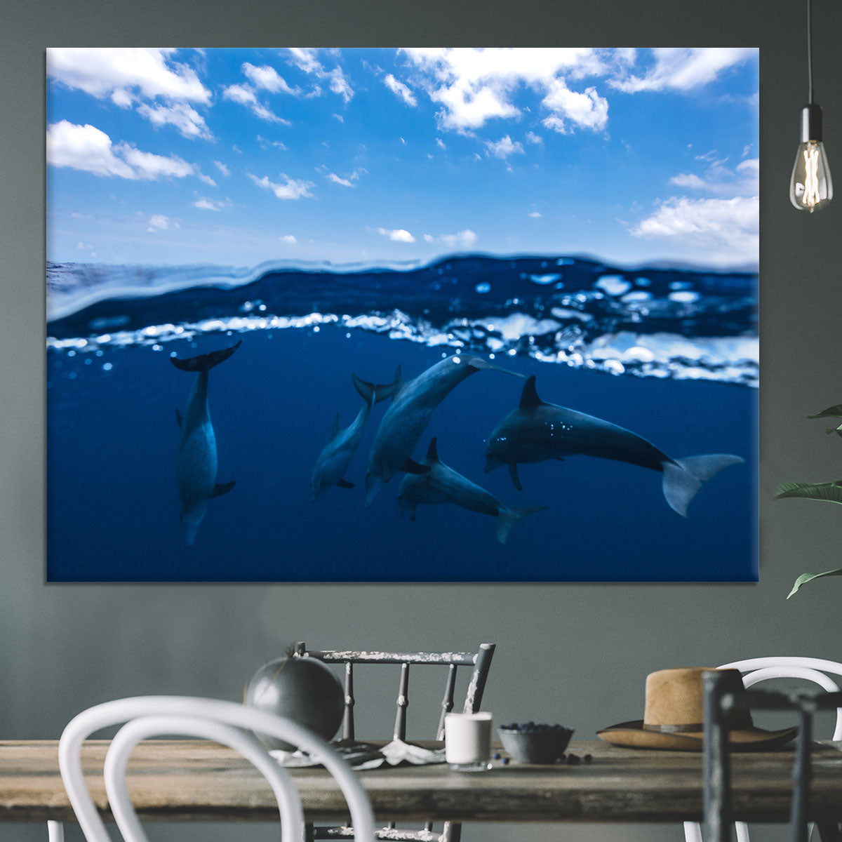 Between Air And Water With The Dolphins Canvas Print or Poster - Canvas Art Rocks - 3