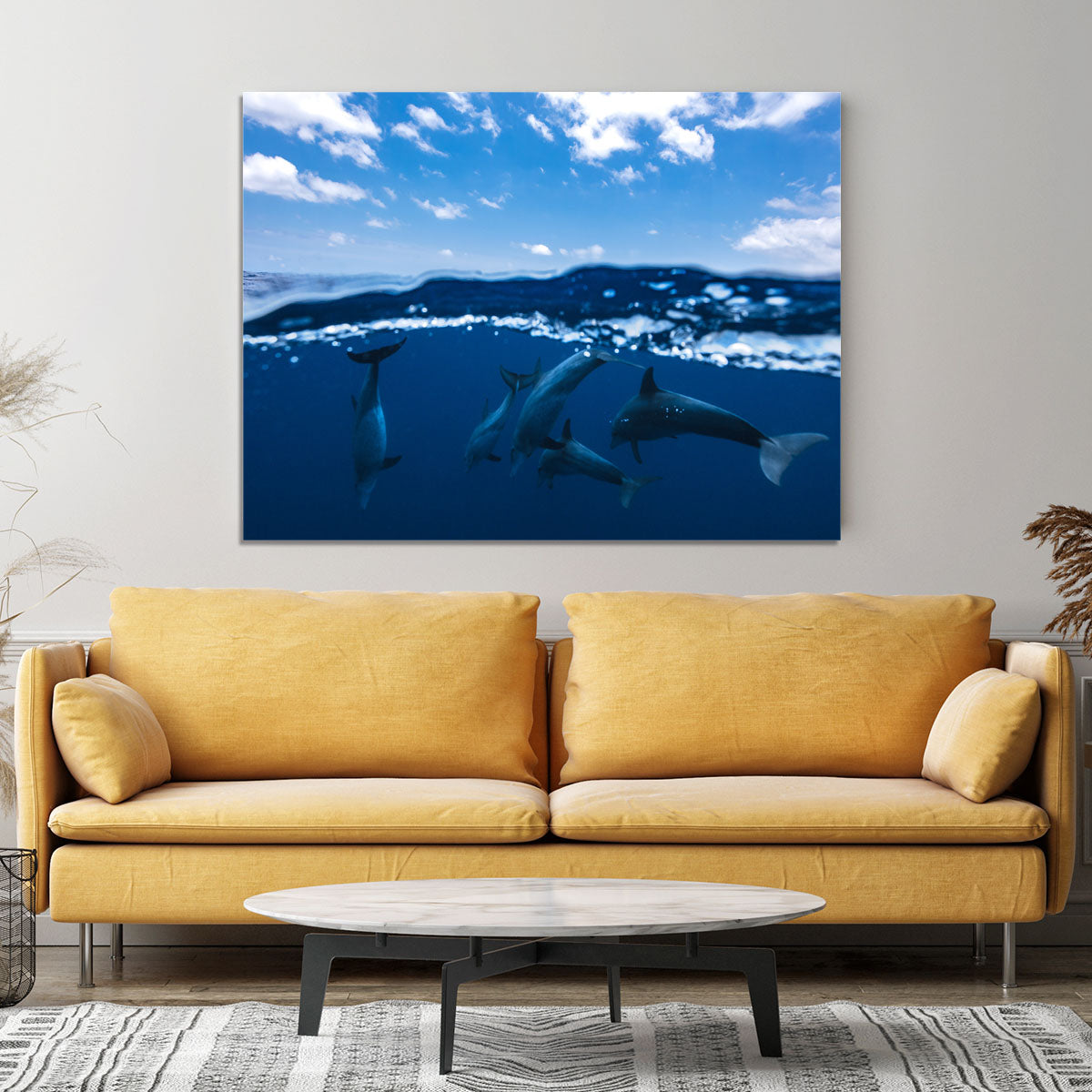 Between Air And Water With The Dolphins Canvas Print or Poster - Canvas Art Rocks - 4
