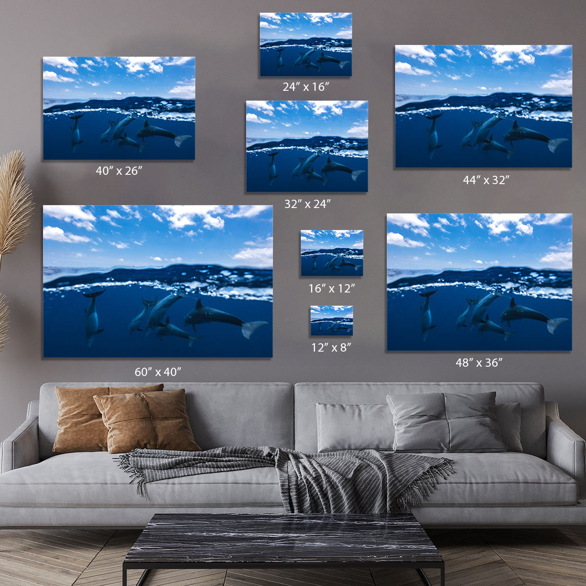 Between Air And Water With The Dolphins Canvas Print or Poster - Canvas Art Rocks - 7