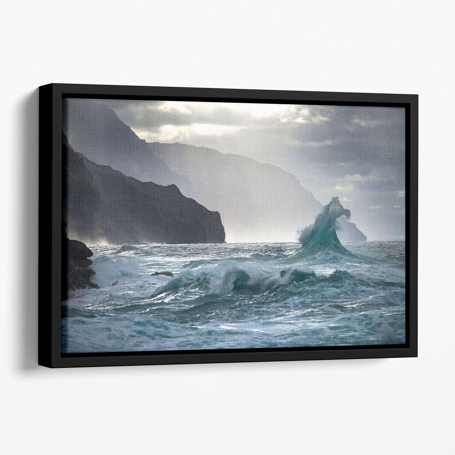 Coastal Waves Floating Framed Canvas - Canvas Art Rocks - 1