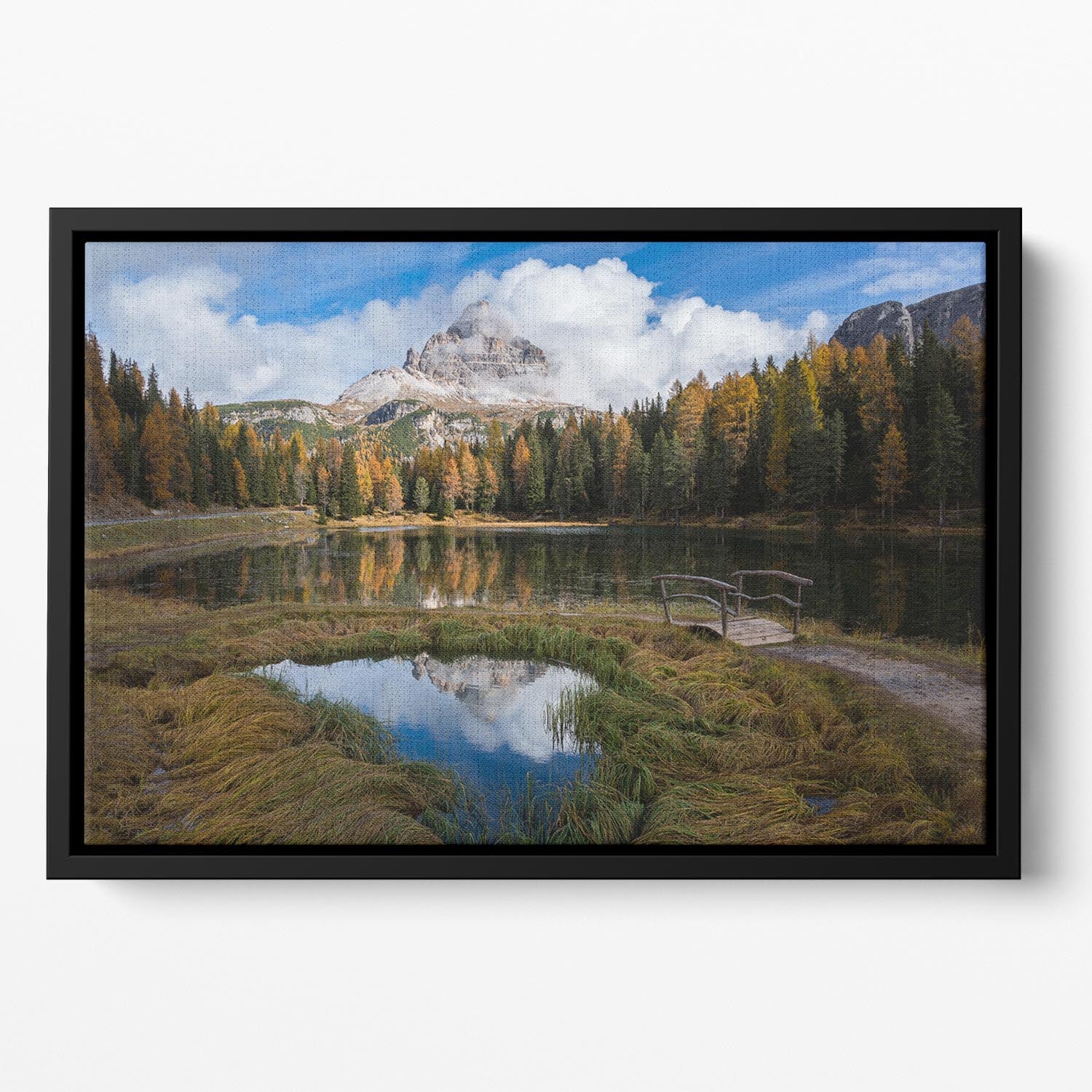 Lake Antorno Floating Framed Canvas - Canvas Art Rocks - 2