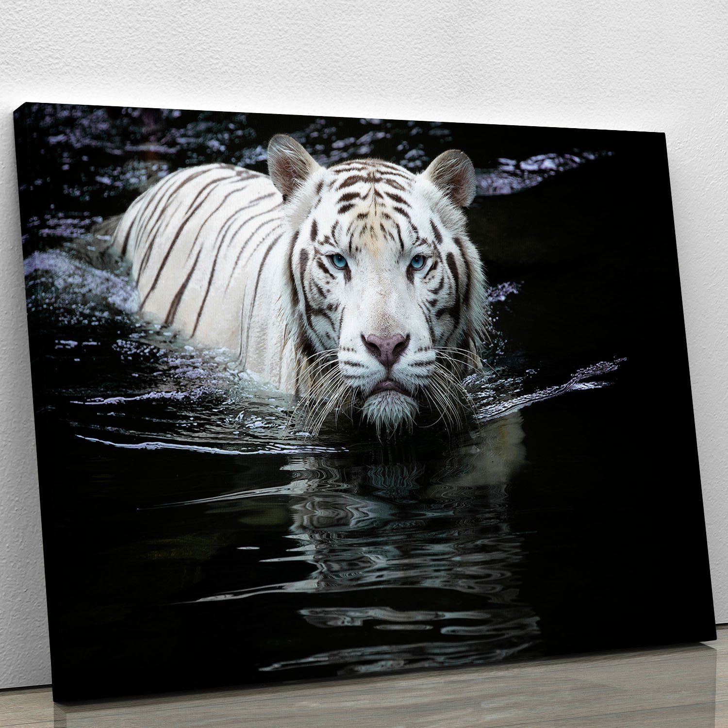 White Tiger Swimming Canvas Print or Poster - Canvas Art Rocks - 1