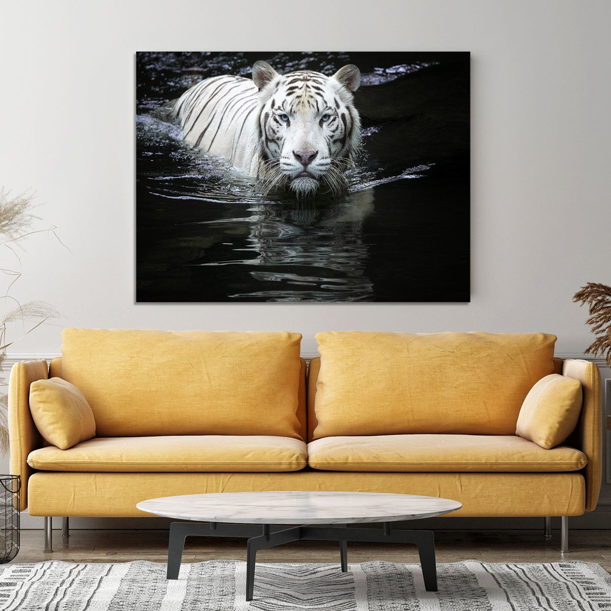 White Tiger Swimming Canvas Print or Poster - Canvas Art Rocks - 4