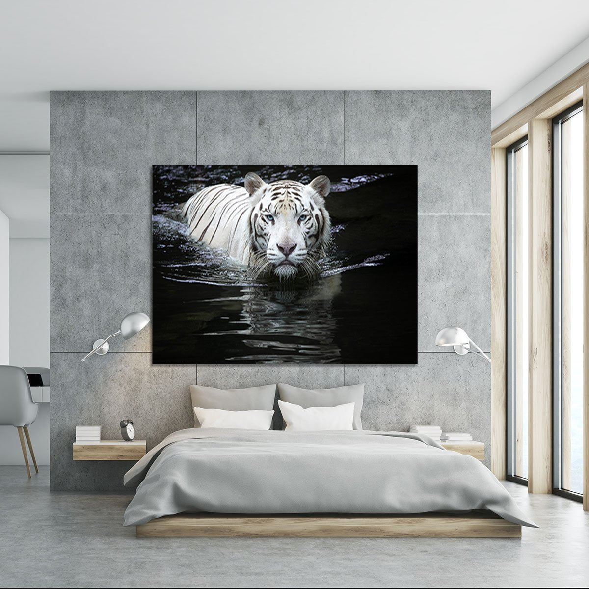 White Tiger Swimming Canvas Print or Poster - Canvas Art Rocks - 5