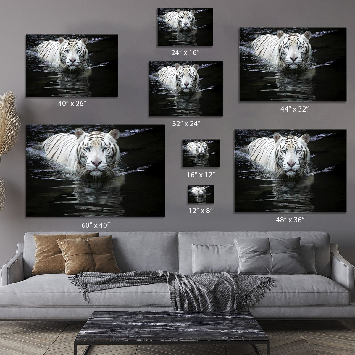 White Tiger Swimming Canvas Print or Poster - Canvas Art Rocks - 7