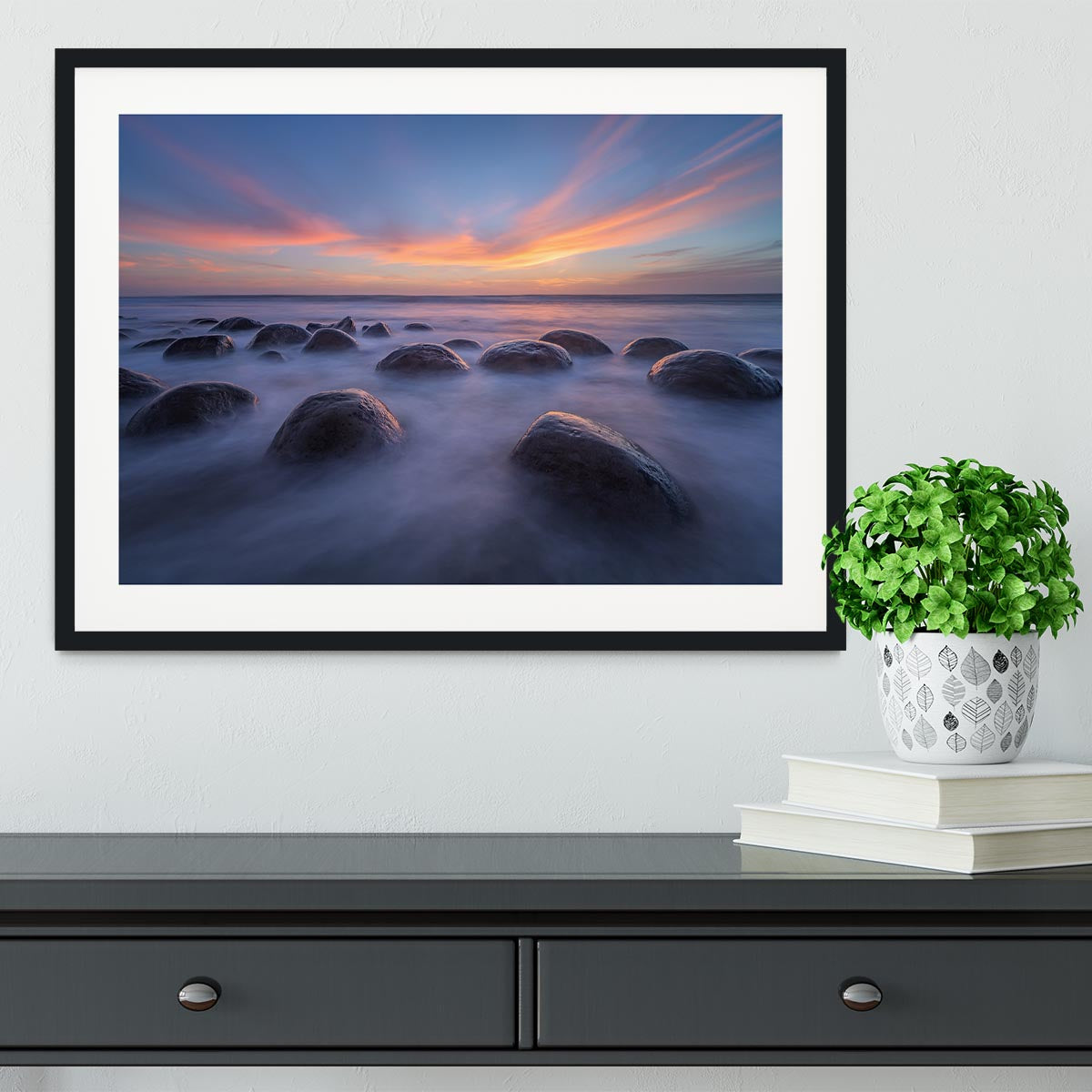 Sunset At Bowling Ball Beach Framed Print - Canvas Art Rocks - 1