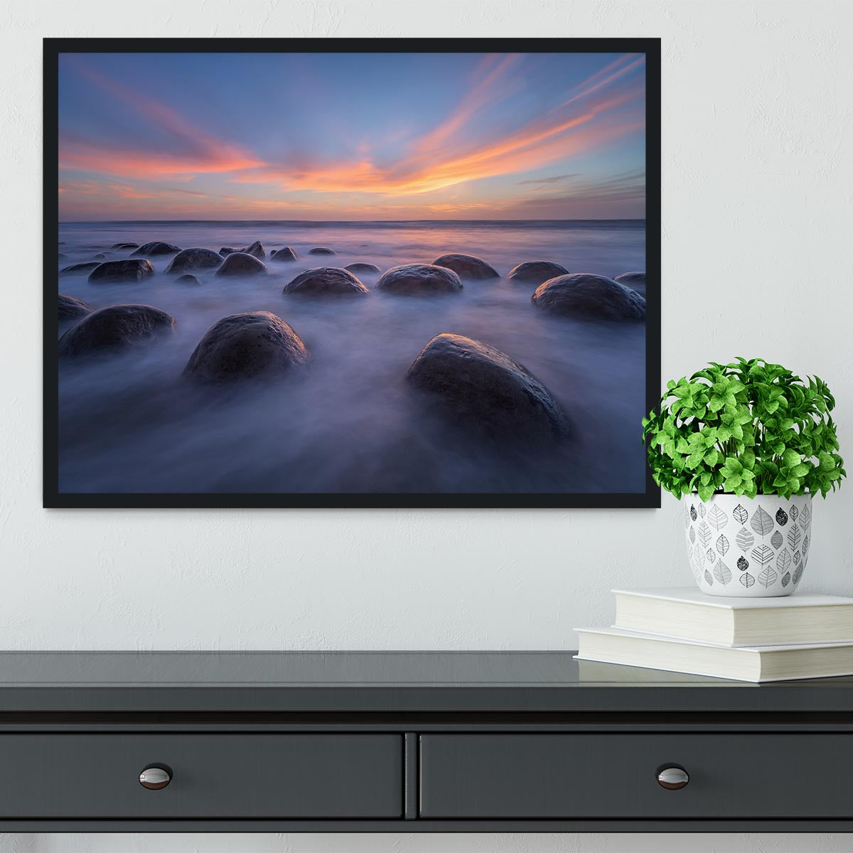 Sunset At Bowling Ball Beach Framed Print - Canvas Art Rocks - 2