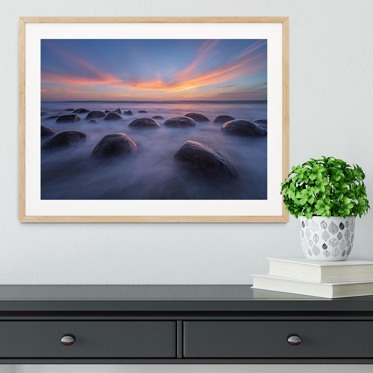 Sunset At Bowling Ball Beach Framed Print - Canvas Art Rocks - 3