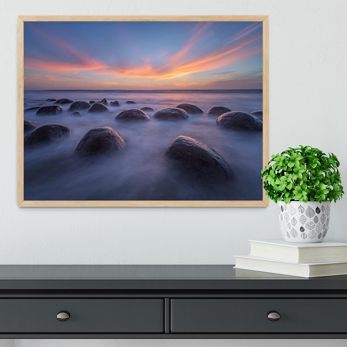 Sunset At Bowling Ball Beach Framed Print - Canvas Art Rocks - 4