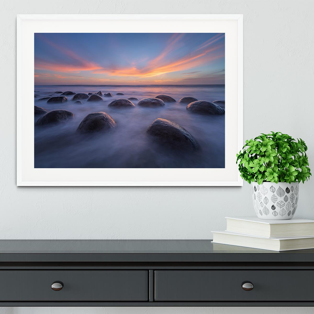 Sunset At Bowling Ball Beach Framed Print - Canvas Art Rocks - 5