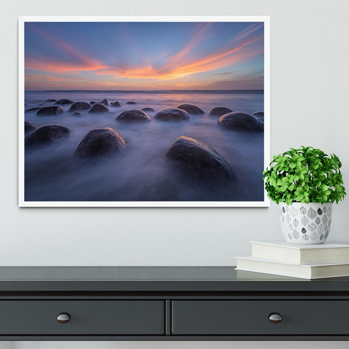 Sunset At Bowling Ball Beach Framed Print - Canvas Art Rocks -6